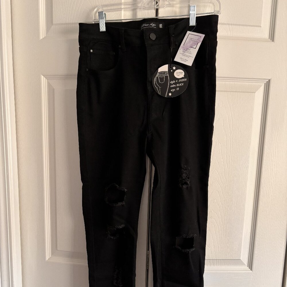 Blue Age NWT High Rise Distressed Black Skinny Jeans Size 13